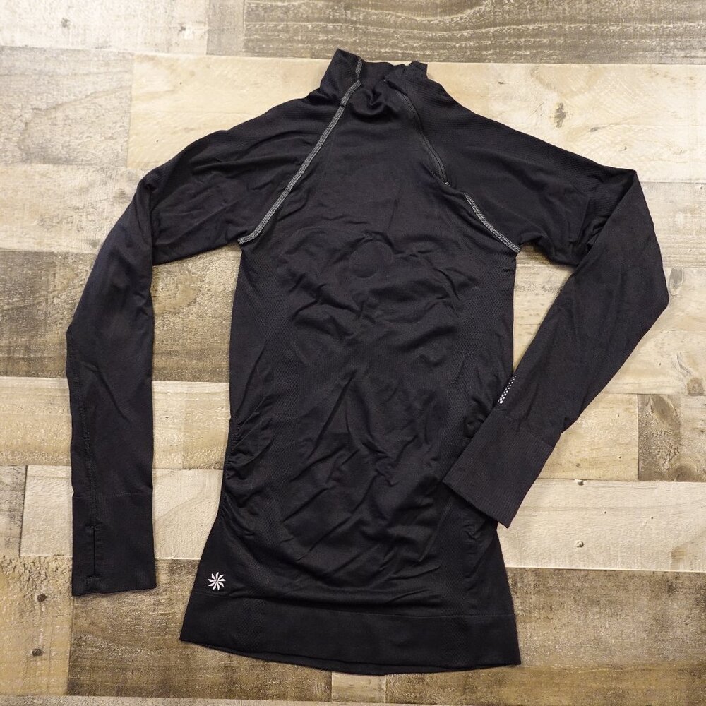Athleta Seamless Base Layer Top Women’s XS Black Lightweight Running